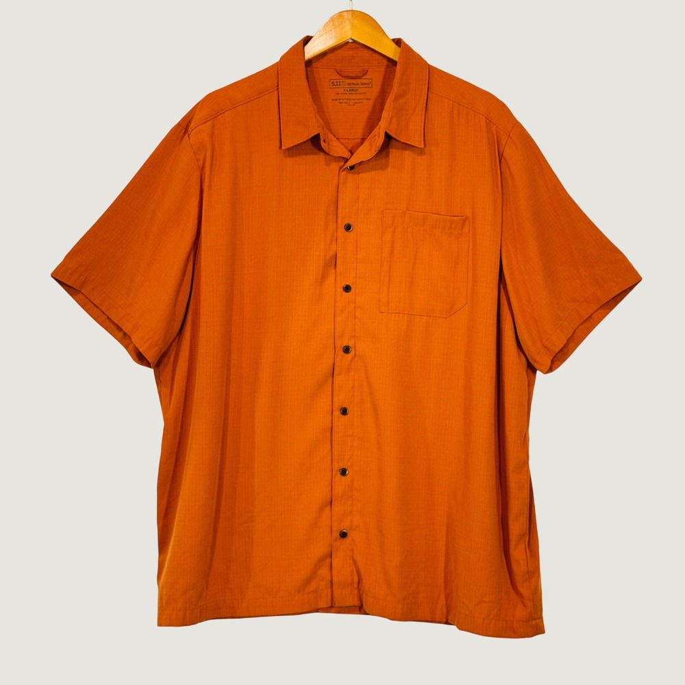 5.11 Tactical Shirt Womens XL Orange Button Down Short Sleeve Modal Blend Casual